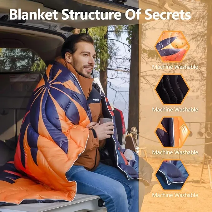 HANYUN Camping Blanket - Outdoor Travel Blanket, Waterproof Quilt for Camping, Stadium, Hiking, Beach Trips, Concerts& Festival - 52"x75" Rhombus Quilting Blanket