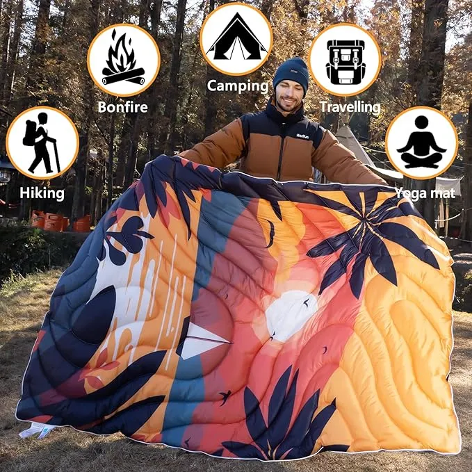 HANYUN Camping Blanket - Outdoor Travel Blanket, Waterproof Quilt for Camping, Stadium, Hiking, Beach Trips, Concerts& Festival - 52"x75" Rhombus Quilting Blanket