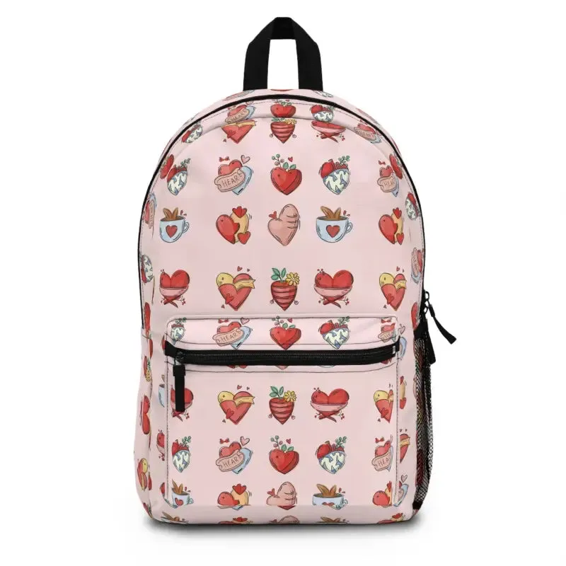 Hearts Valentine Themed Backpack Bursting with Love