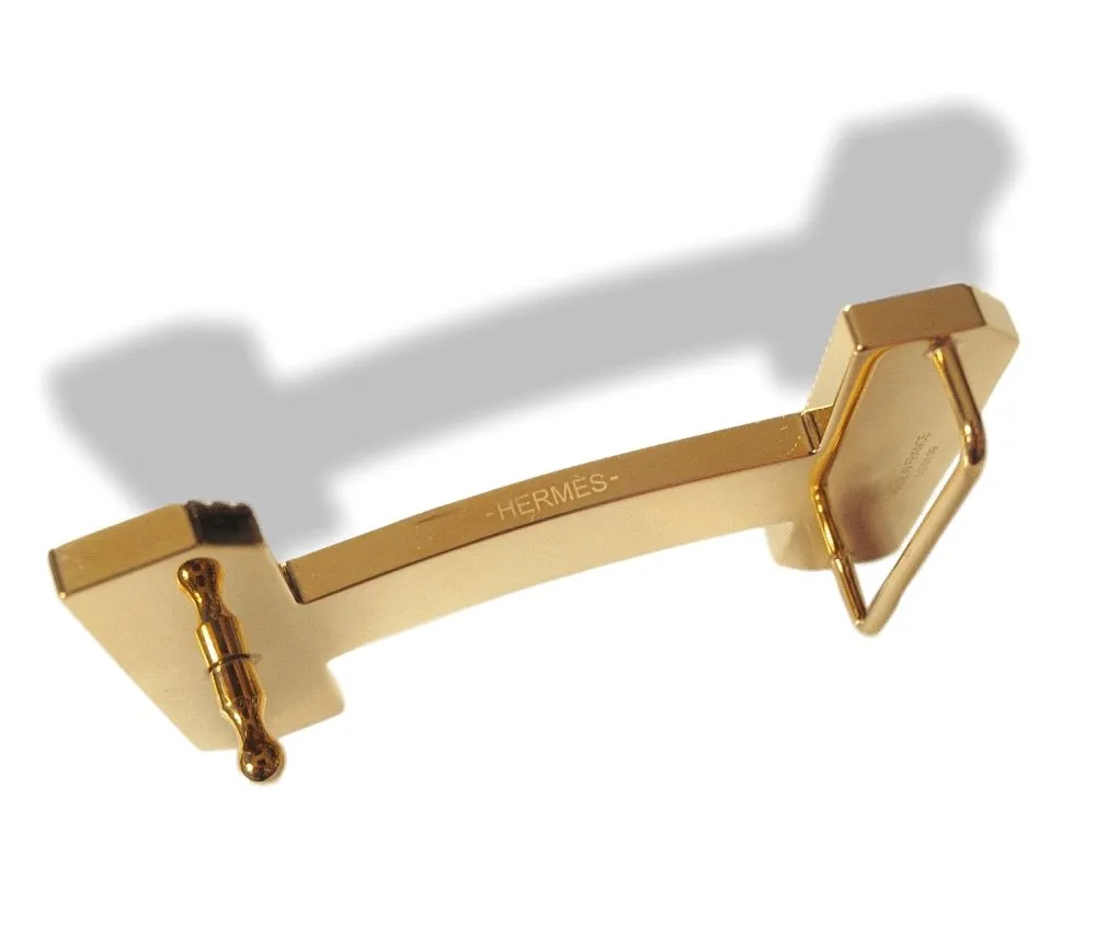 Hermes Big Shiny Gold Belt Buckle H Optique 3D 38 mm New with Pouch!