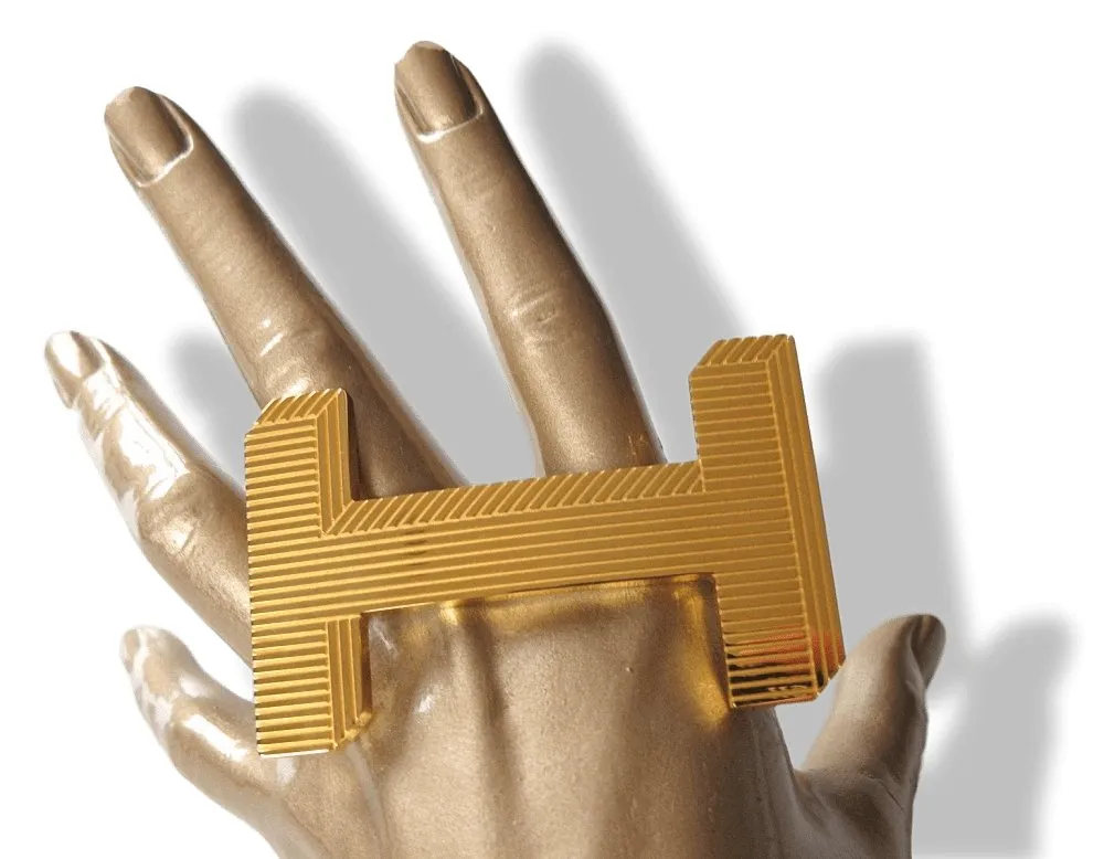 Hermes Big Shiny Gold Belt Buckle H Optique 3D 38 mm New with Pouch!