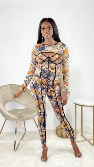 Hidden Gem Snakeskin Jumpsuit