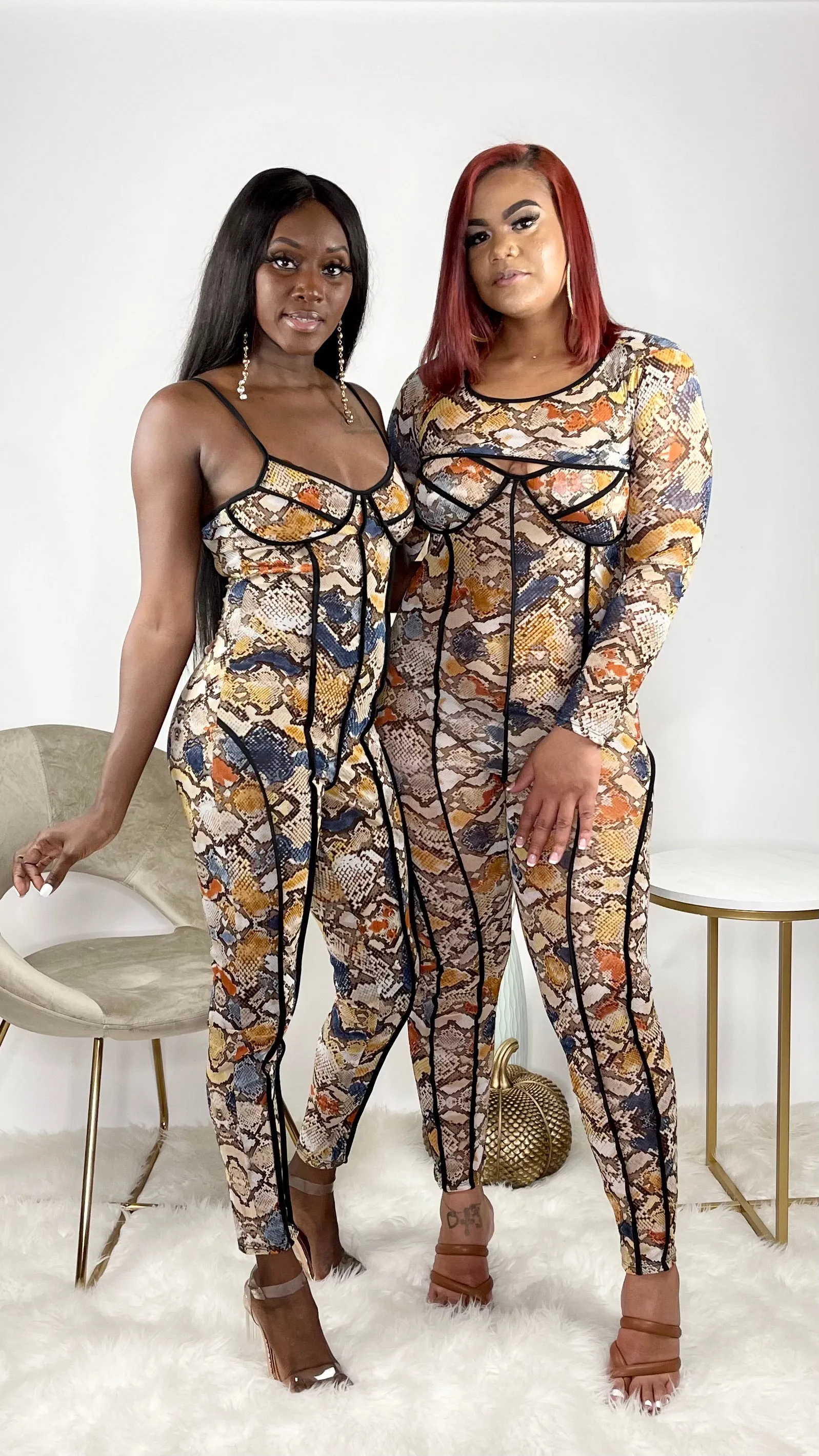 Hidden Gem Snakeskin Jumpsuit