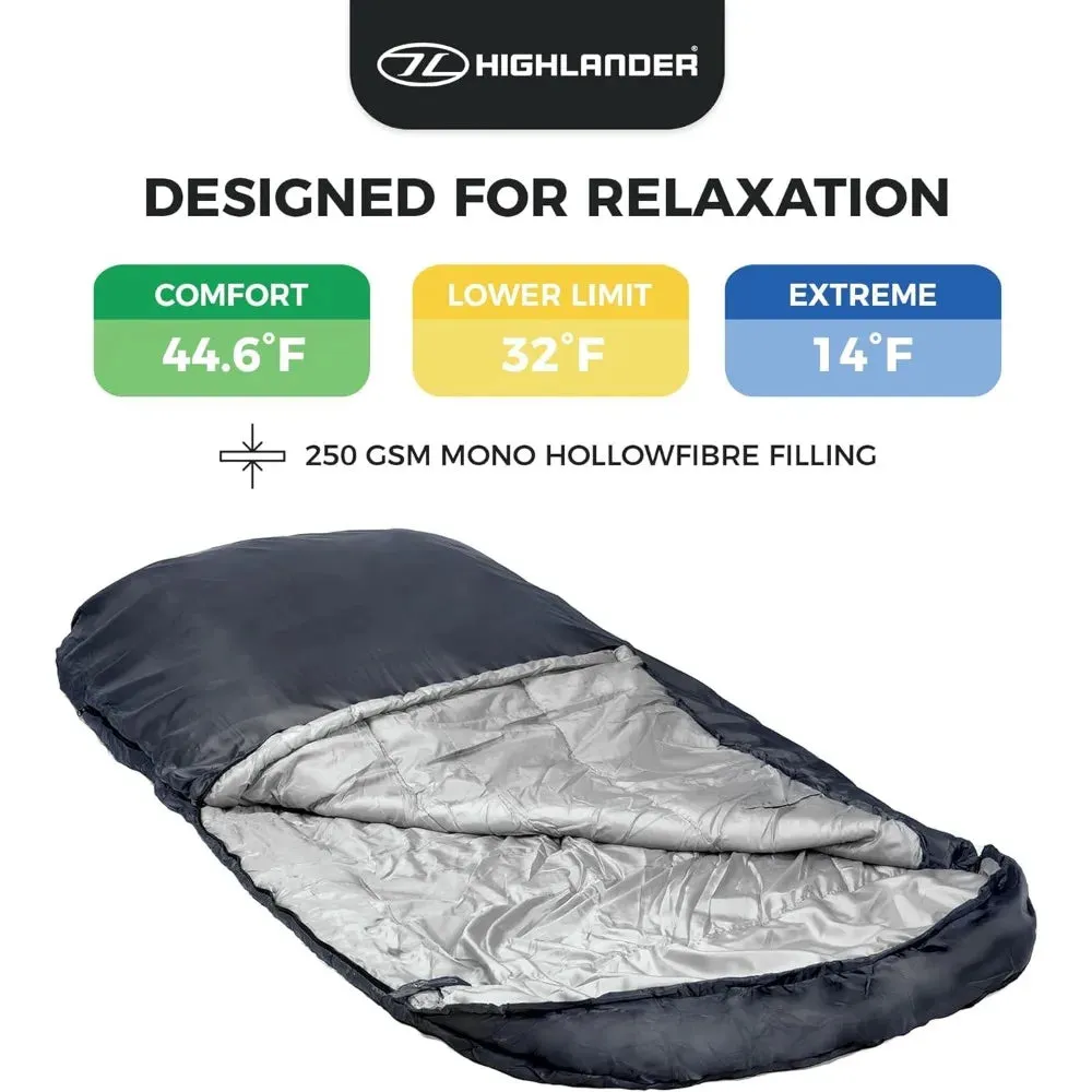 Highlander XL Adult Sleeping Bag, 2 Season, Water Resistant, 90.5"x39.3", 3.5 lbs