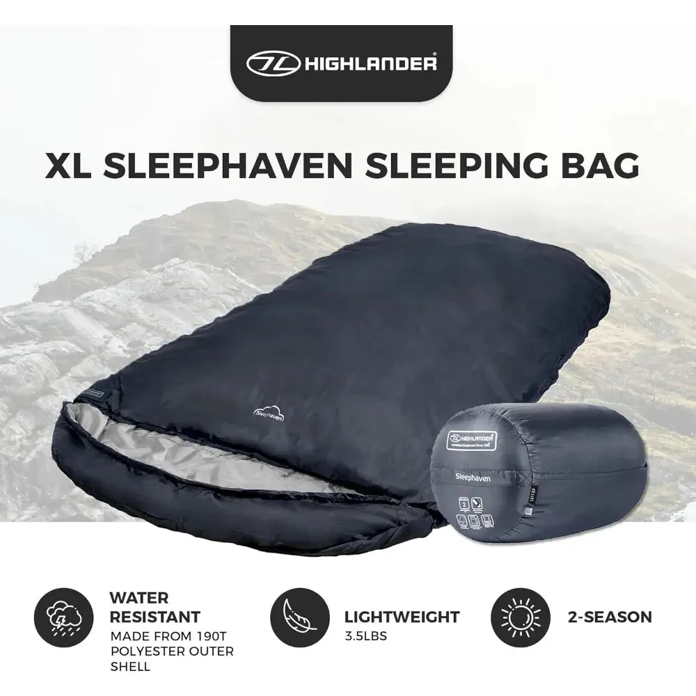 Highlander XL Adult Sleeping Bag, 2 Season, Water Resistant, 90.5"x39.3", 3.5 lbs