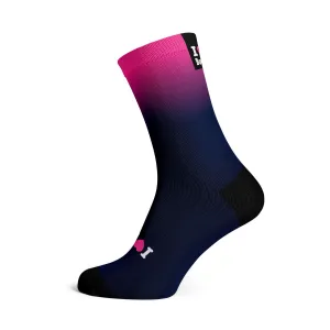 ILoveBoobies Fade Cycling Socks Crew Cut Navy Pink Medium