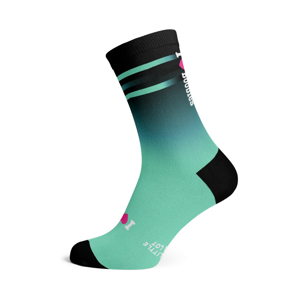 ILoveBoobies Fade Cycling Socks Crew Cut Navy Pink Medium