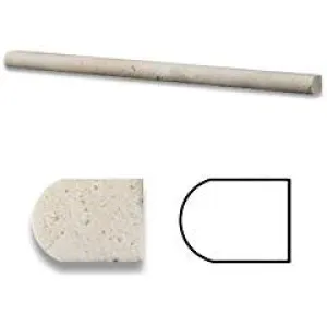 Ivory Travertine 1/2 X 12 Pencil Liner Trim Molding, Honed - Lot of 50 pcs.