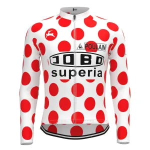 JOBO Red Vintage Long Sleeve Cycling Jersey Top