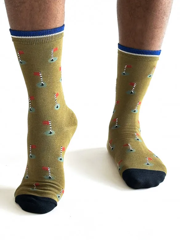 Keane Golf Bamboo Socks in Green by Thought, Size 7-11