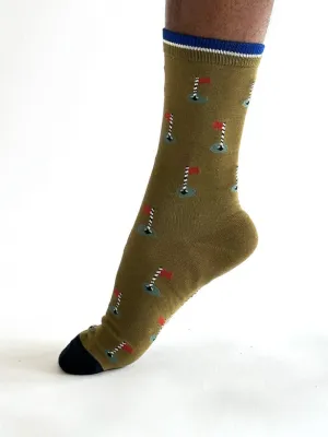 Keane Golf Bamboo Socks in Green by Thought, Size 7-11