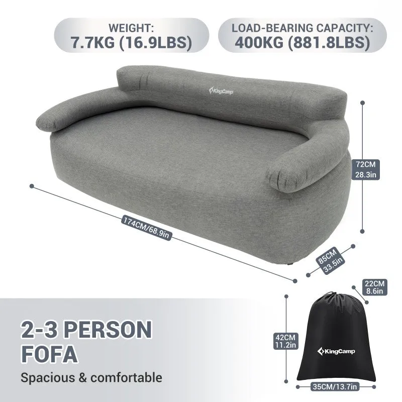King Camp - Large Inflatable Portable Air Sofa - Grey