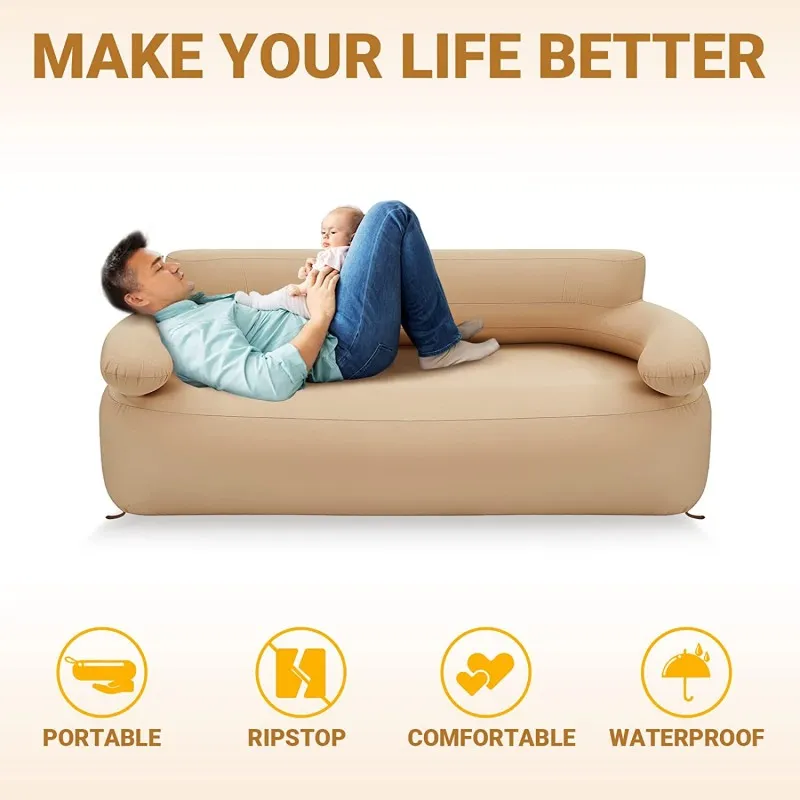 King Camp - Large Inflatable Portable Air Sofa - Khaki