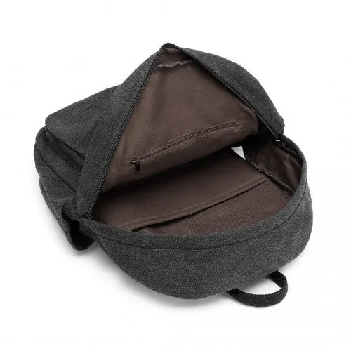 Kono Canvas Lightweight Casual School Backpack - Black