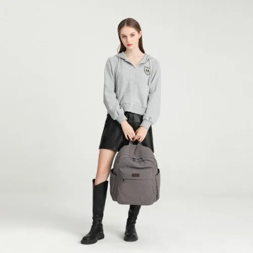 Kono Canvas Lightweight Casual School Backpack - Grey