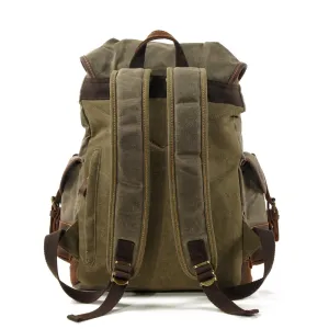 Large Capacity Canvas Stitching Leather Hiking Backpacks