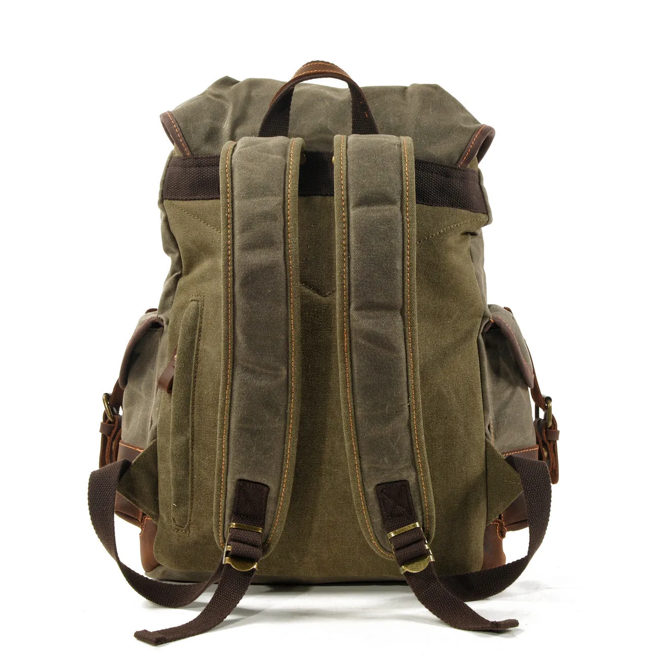 Large Capacity Canvas Stitching Leather Hiking Backpacks