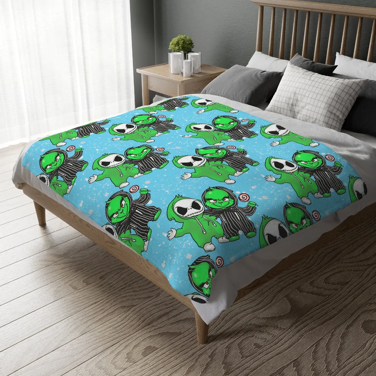 LITTLE G AND JACK Velveteen Minky Blanket (Two-sided print)