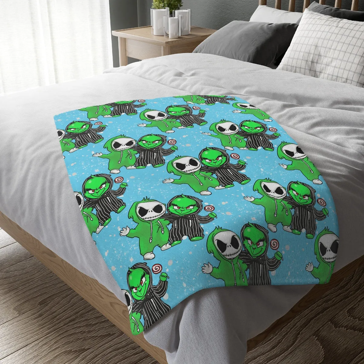 LITTLE G AND JACK Velveteen Minky Blanket (Two-sided print)