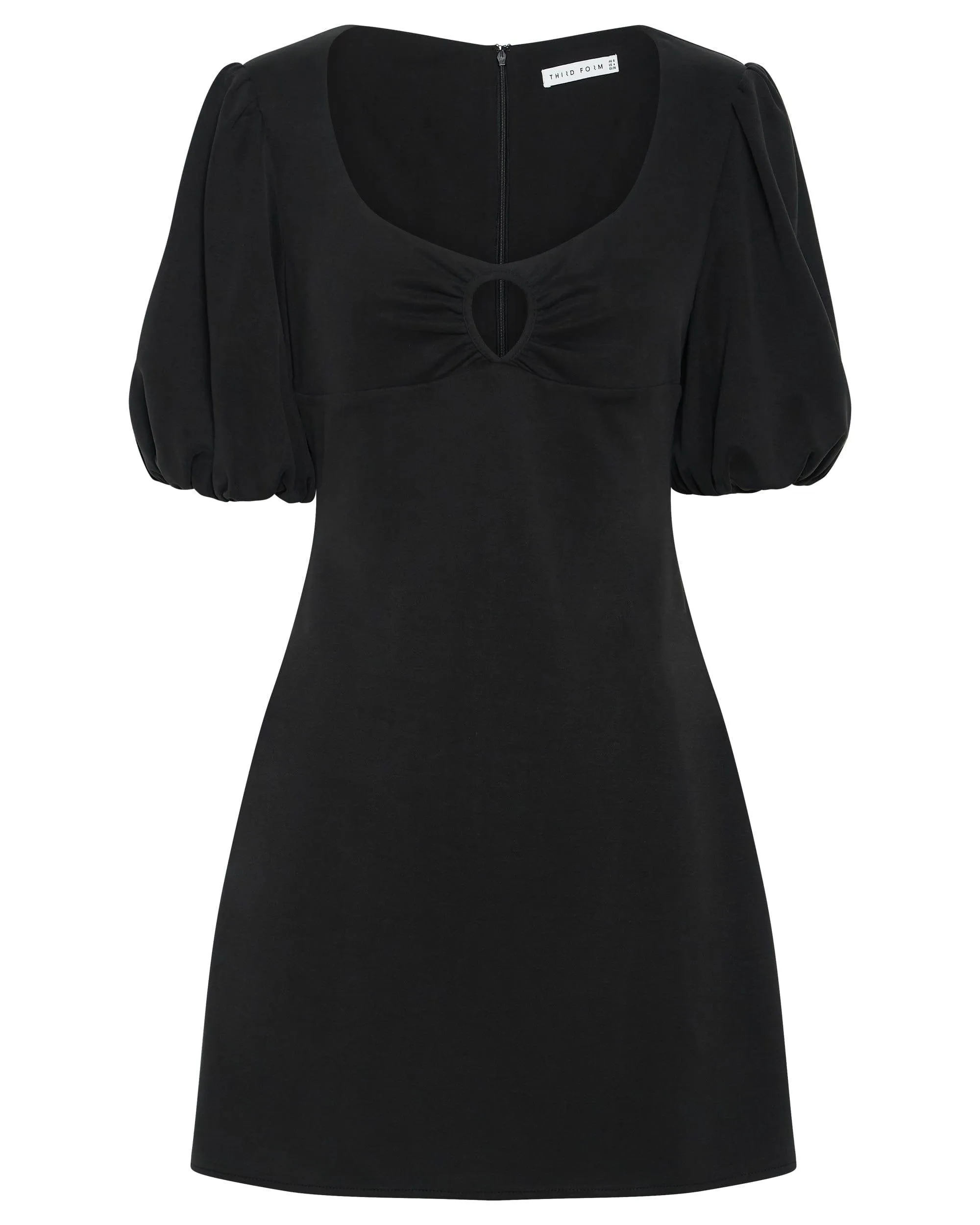 MARBLE BALLON SLEEVE MINI DRESS | WASHED BLACK