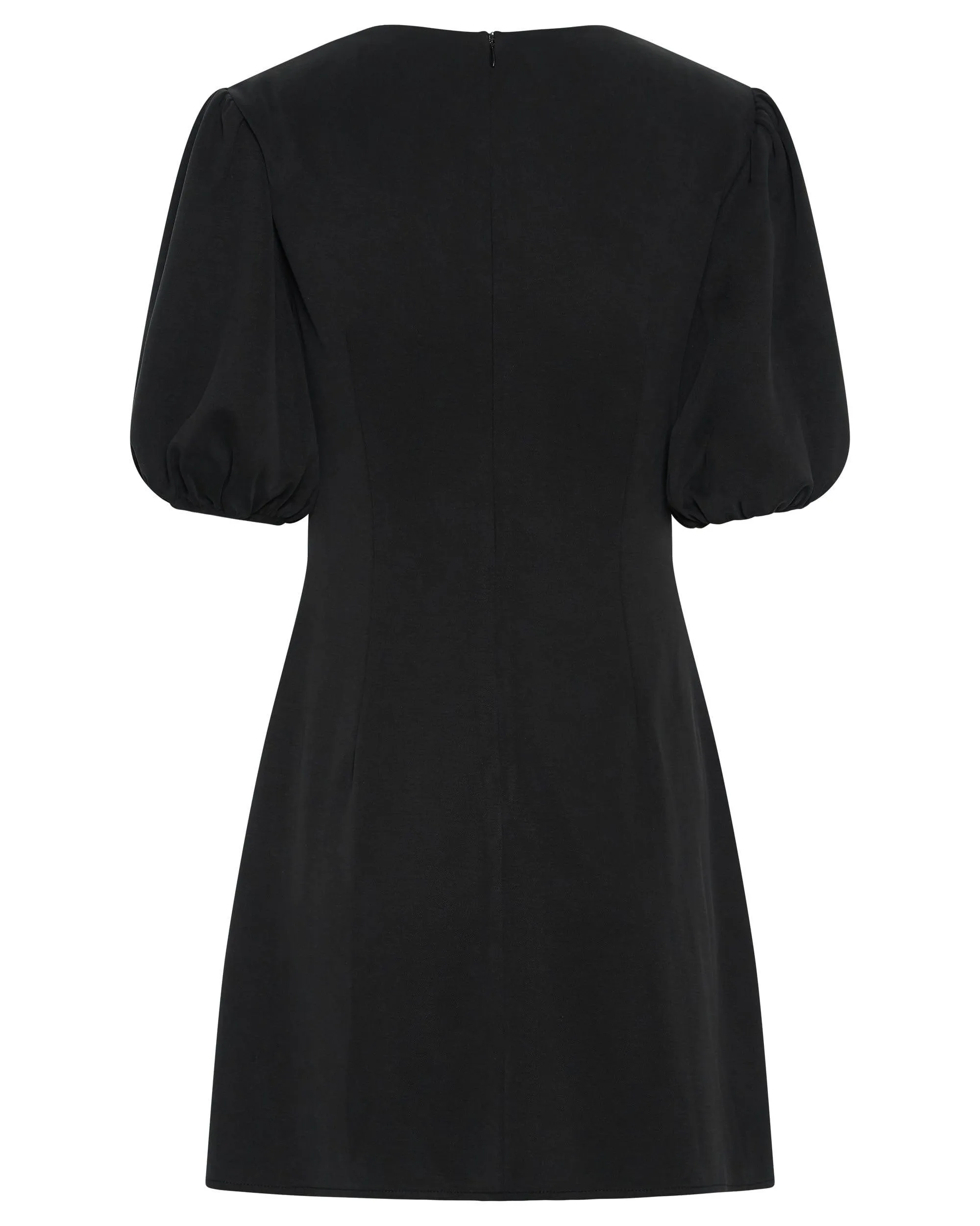 MARBLE BALLON SLEEVE MINI DRESS | WASHED BLACK