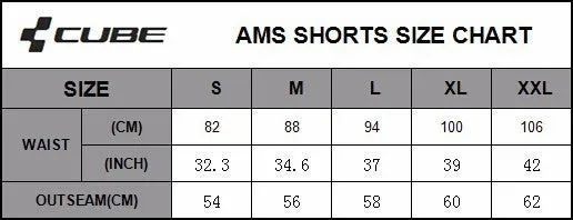 Men's Cycling Shorts Cube Shorts MTB Downhill Short Teamline AM Sports Bike Riding Short Bicycle size S-XXL