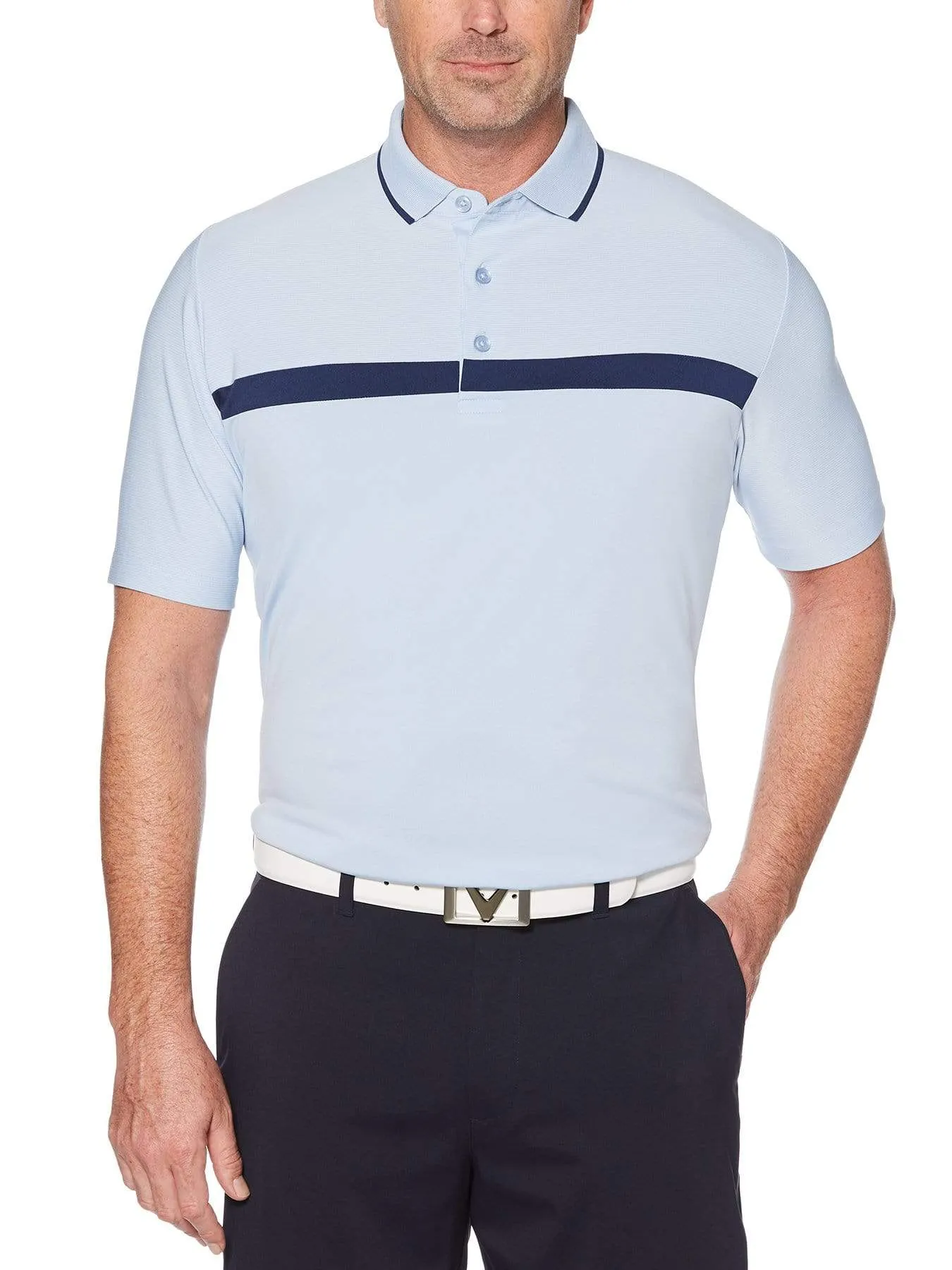 Mens Swing Tech™ Fine Line Color Block Polo