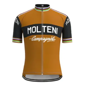 Molteni Brown Black Vintage Short Sleeve Cycling Jersey Top