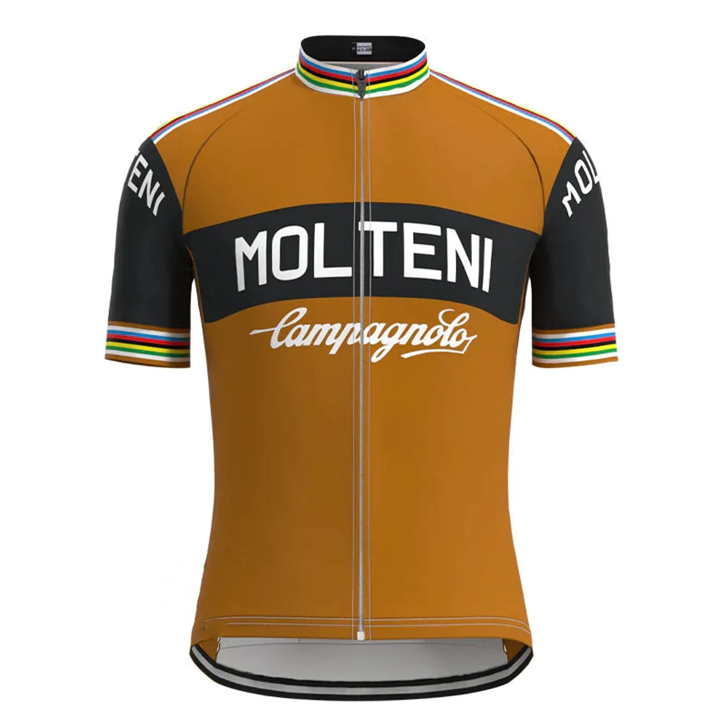 Molteni Brown Black Vintage Short Sleeve Cycling Jersey Top