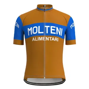 Molteni Brown Blue Vintage Short Sleeve Cycling Jersey Top