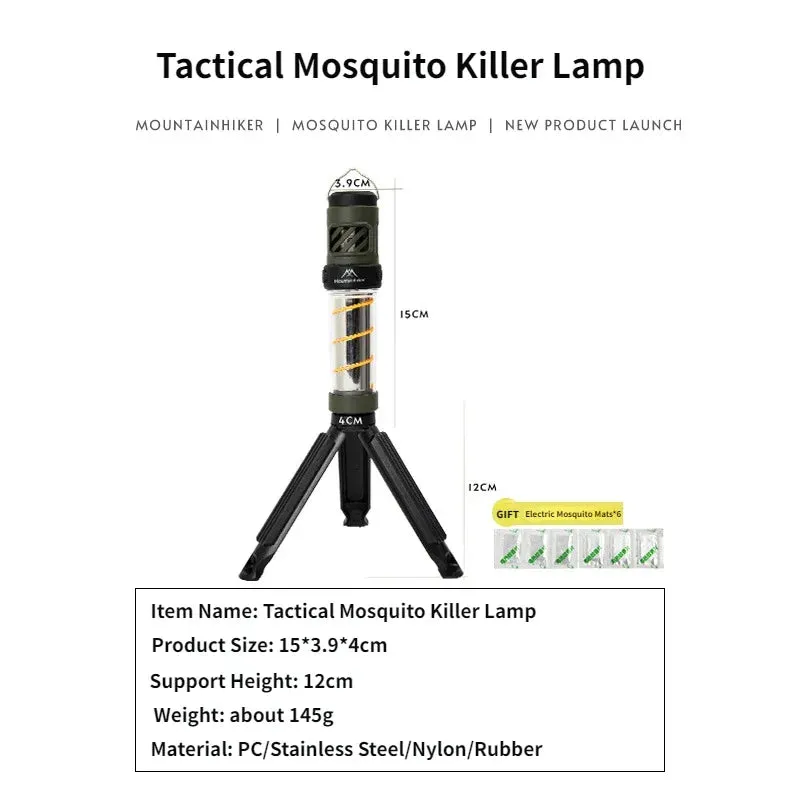MountainHiker Tactical Mosquito Killer Lamp - Portable LED Flashlight with USB Charging, 5.9", 0.32 lbs
