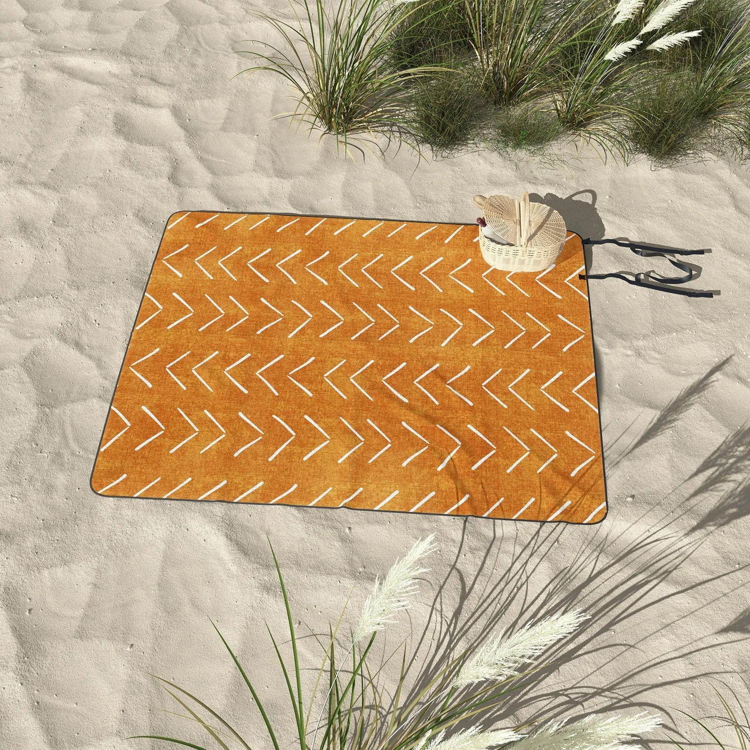 Mud Cloth Big Arrows in Yellow Picnic Blanket