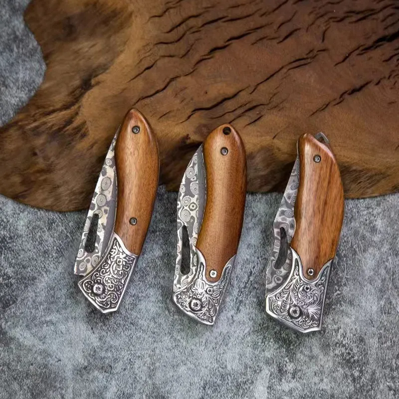 Multi-Functional Sharp Camping Damascus Folding Knife