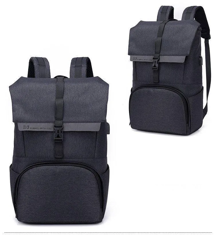 Multi-Functions D3 Backpack With Usb Charging Ports Black Bags