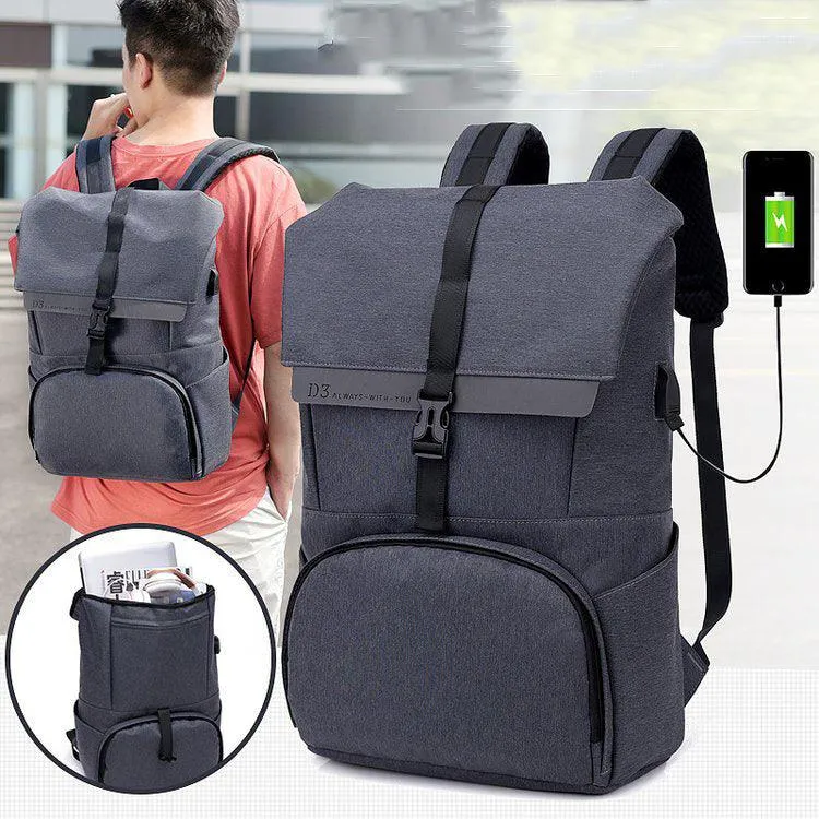 Multi-Functions D3 Backpack With Usb Charging Ports Black Bags