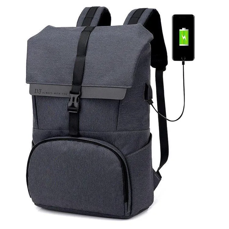 Multi-Functions D3 Backpack With Usb Charging Ports Black Bags