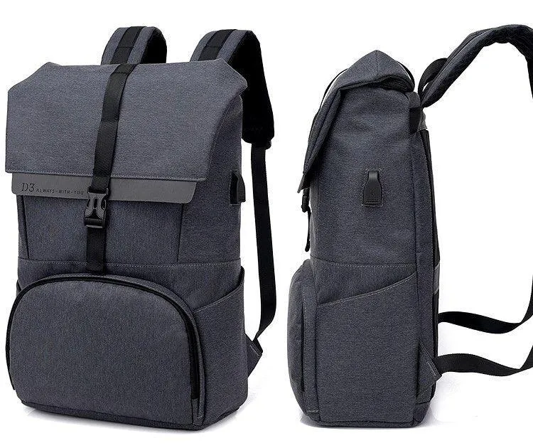 Multi-Functions D3 Backpack With Usb Charging Ports Black Bags