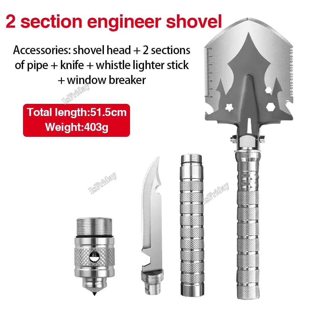Multifunctional Outdoor Shovel 1/2/4-Section Pipe Fishing Folding Shovel Outdoor Camping Shovel Camping Shovel Garden Dig Tools