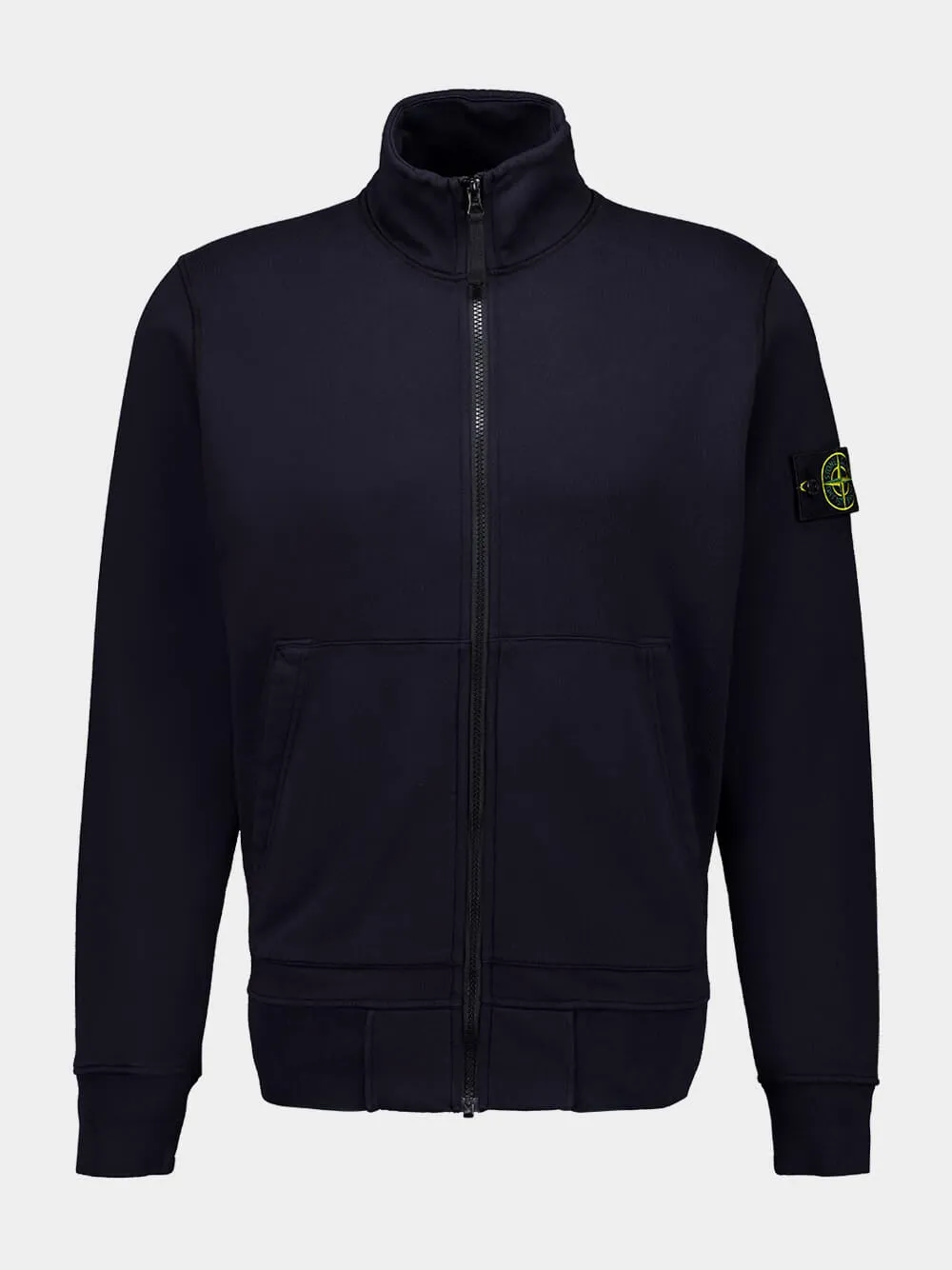 Navy Blue Compass-Badge Zipped Sweatshirt