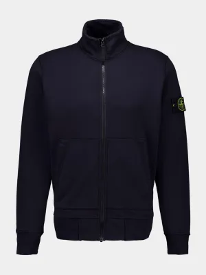 Navy Blue Compass-Badge Zipped Sweatshirt