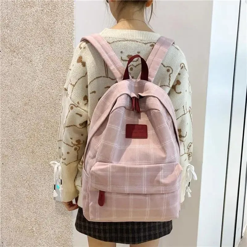 New Casual School Bag For Women And Girls Stylish Backpack Striped Book Packbags for Teenage