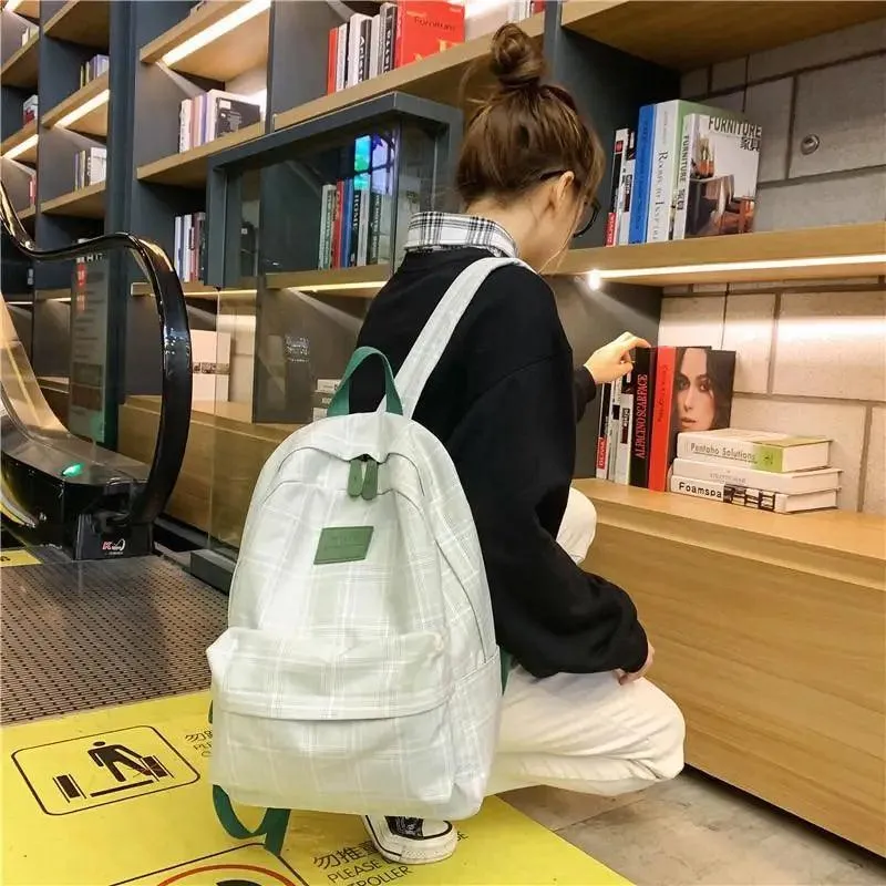 New Casual School Bag For Women And Girls Stylish Backpack Striped Book Packbags for Teenage