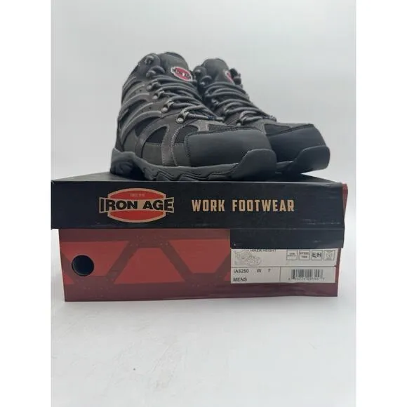NEW Iron Age SURVEYOR Men's Hiking Boot Grey/Black US Size 7 Wide NIB