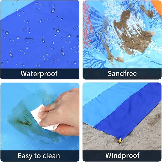 NewDoar Beach Blanket Sandproof Extra Large for 1-3 Adults / 1-8 Adults Sand Free Beach Mat Picnic Blanket Waterproof Oversized Lightweight Picnic Mat for Camping Hiking Beach Travel-1-8person