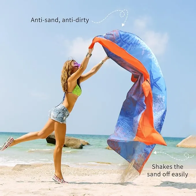 NewDoar Beach Blanket Sandproof Extra Large for 1-3 Adults / 1-8 Adults Sand Free Beach Mat Picnic Blanket Waterproof Oversized Lightweight Picnic Mat for Camping Hiking Beach Travel-1-8person