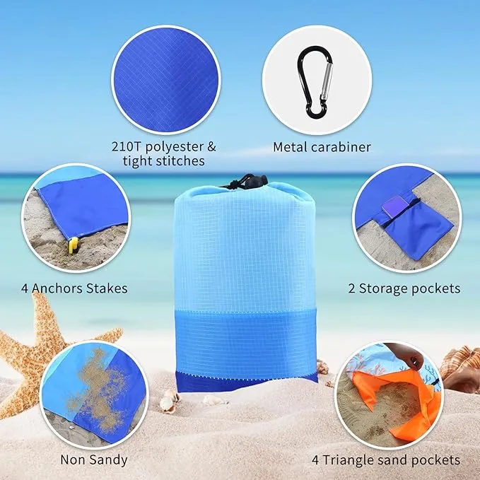 NewDoar Beach Blanket Sandproof Extra Large for 1-3 Adults / 1-8 Adults Sand Free Beach Mat Picnic Blanket Waterproof Oversized Lightweight Picnic Mat for Camping Hiking Beach Travel-1-8person
