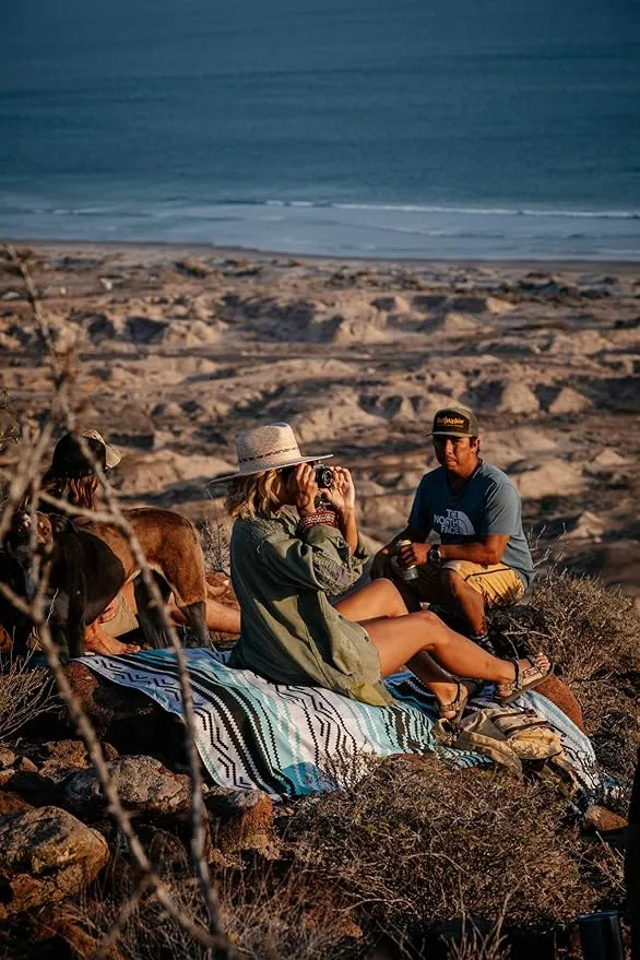 Nomadix Festival Blanket - Perfect for Picnics, Camping, & Lawn Seating - Plush Top & Water Resistant Base - Made with Post Consumer Recycled Materials - Agua Blue - 60x70 in