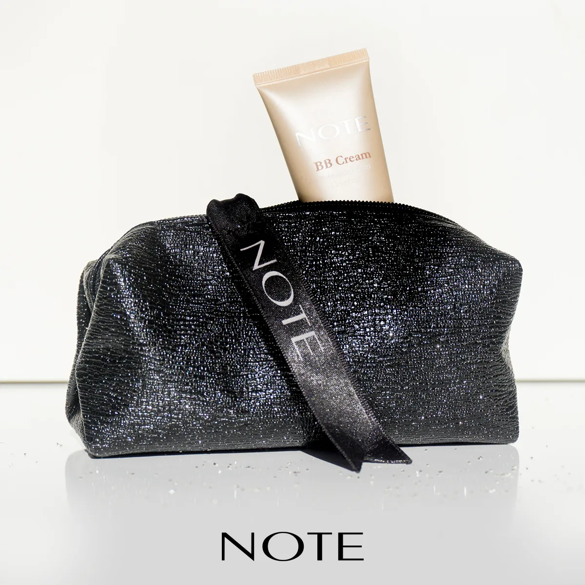 Note Black Glitter Pouch