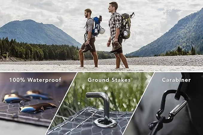 Oceas Outdoor Pocket Blanket - Ideal Sand Proof and Waterproof Picnic Blanket for Beach, Hiking, and Festival Use - Foldable and Compact Mat Easily Fits Into Small Portable Bag