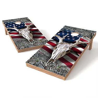 Official Size 2x4 Deer Skull Flag Cornhole Game